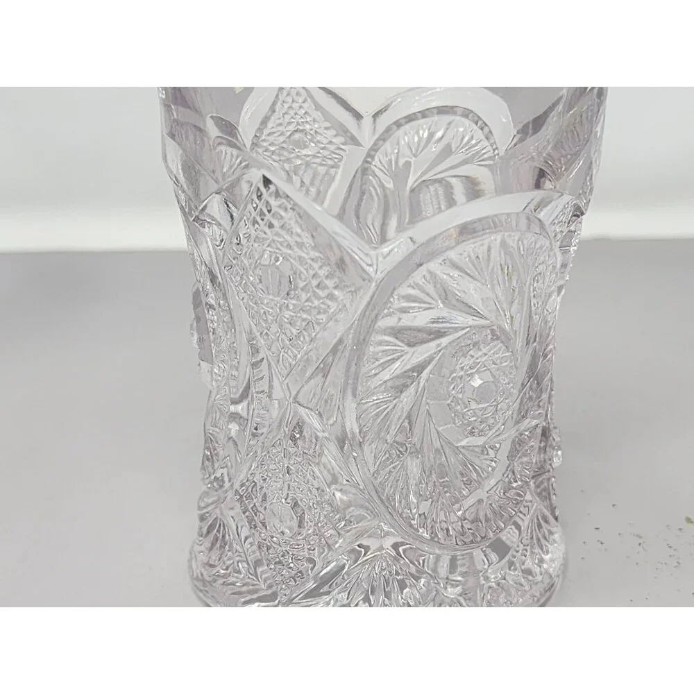 Vintage Miss Matched Cut‎ Glass Tumbler With Intricate Floral Geometric Patterns